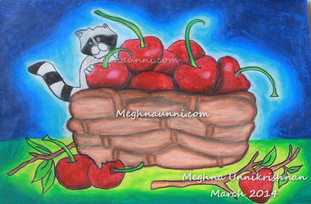raccoon-ith-cherries-by-meghna-unnikrishnan