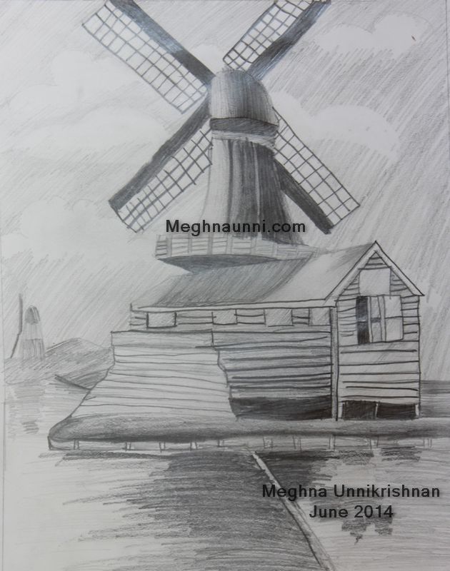 Windmill Pencil Shading Picture – 