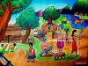 village-farming-oil-pastels-meghna-unni