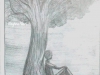 lonely-man-sitting-under-tree-pencil-sketch