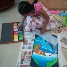Meghna working on her painting at Antony Furniture Drawing Contest 2013