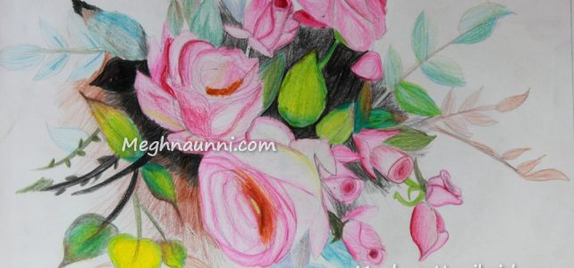 Roses – Pencil Colour Work by Meghna