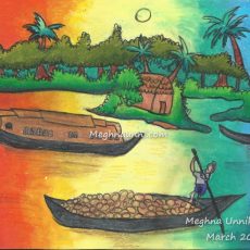 Kerala Backwater Scenery Painting