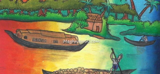 Kerala Backwater Scenery Painting