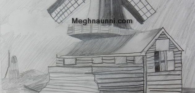 Windmill Pencil Shading Picture