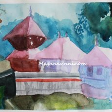 Kerala Temple Water Colour Painting