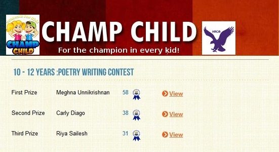 Champchild Poetry Contest Aug 2015 – First Prize