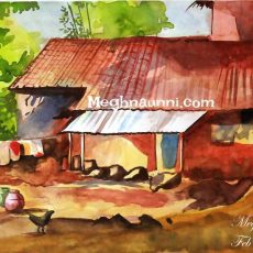 My New Water Colour Painting of a Village House
