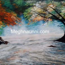 New Acrylic Painting : Water Gushing through the River