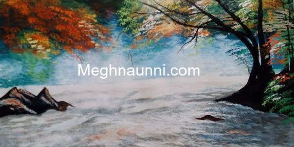 New Acrylic Painting : Water Gushing through the River
