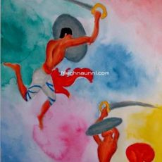 Kalaripayattu Painting in Water Colour Medium