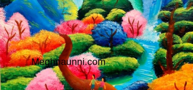 Spring Season Forest Acrylic Painting