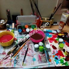 After Painting with Acrylic ; My Art Workstation