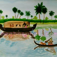 Kerala Backwaters Painting in Watercolors