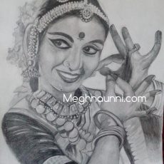 Bharathanatyam Dancer Pencil Sketch