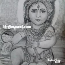 Baby Krishna Pencil Sketch | Happy Janmashtami