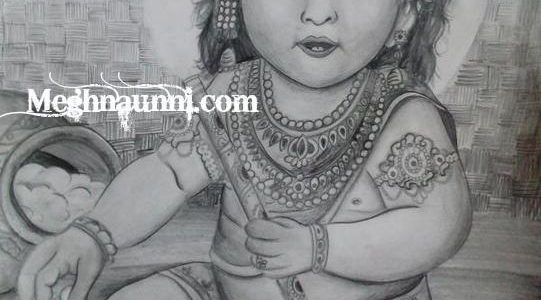 Baby Krishna Pencil Sketch | Happy Janmashtami