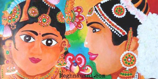 Krishna with a Gopika Acrylic Painting