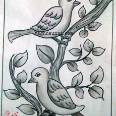 Cute Sparrows – A Simple Sketch done for School Art Book