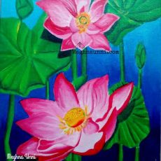 Lotus Painting Acrylic on Canvas Board