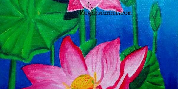 Lotus Painting Acrylic on Canvas Board