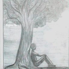 Lonely Man Pencil Sketch for Class 8 Art Book