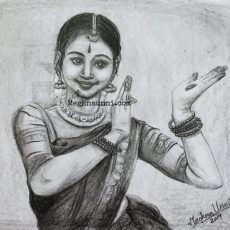 Bharathanatyam Dancer Harinie Jeevitha Pencil Sketch