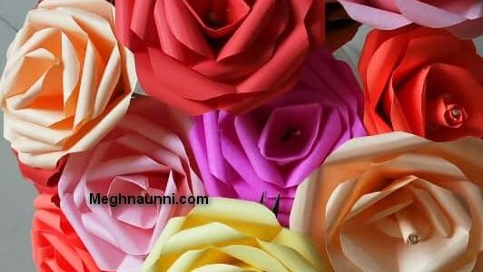 Paper Craft | Rose Flower Using Coloured Paper