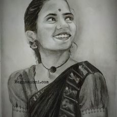 Dancer Kameshweri Ganesan Pencil Sketch