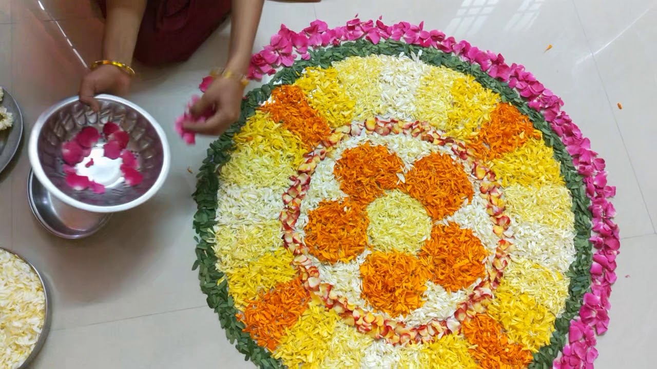 how to draw a simple onam atha pookalam - YouTube | Pookalam design,  Outline designs, Drawings