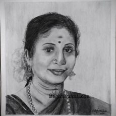 Portrait Sketch of a South Indian Lady