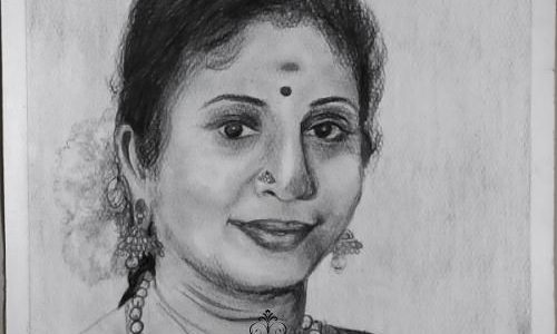 Portrait Sketch of a South Indian Lady