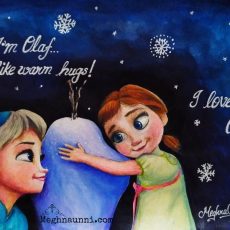 Little Anna and Elsa from Frozen – Holiday Painting 1