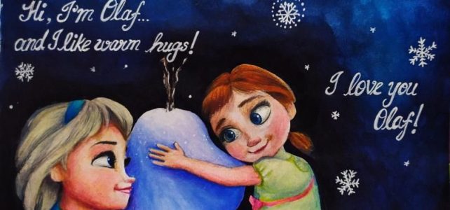 Little Anna and Elsa from Frozen – Holiday Painting 1