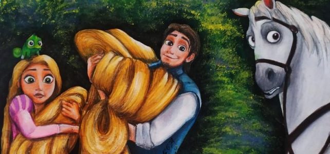 Holiday Painting – 2: A Scene from Disney’s ‘Tangled’ Movie | Rapunzel & Flynn Rider
