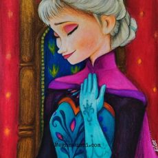 Holiday Work – 7 : ‘Queen Elsa of Arendelle on Coronation Day’ – Pencil Colours