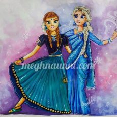 My Version of Anna and Elsa (Frozen) in Indian-wear