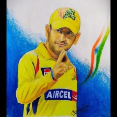 Easy Drawing M.S.Dhoni in CSK Jersey Video | Art With Meghna