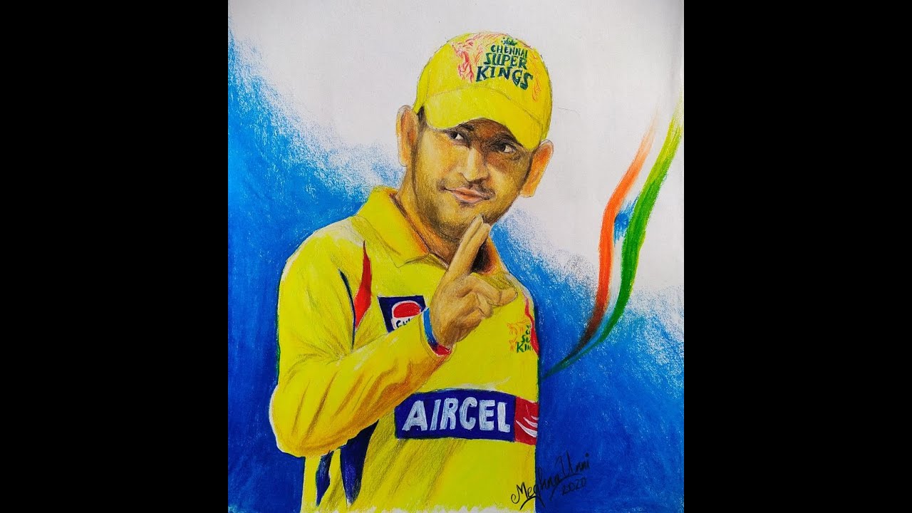 Drawing MS Dhoni is an Indian international cricketer / very easy steps /  Banglar Art - YouTube | Sketch videos, Sketches easy, Youtube art