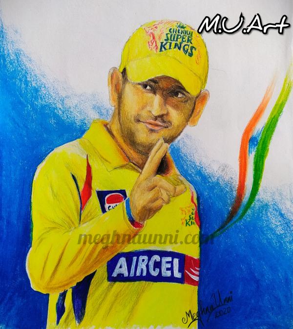 How to draw - Mahendra Singh Dhoni - step by step-Part -1 /Oil Pastel  Portrait /Realistic portrait - YouTube