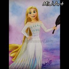 Rapunzelsa | Rapunzel in Elsa’s Show Yourself Dress! Pencil / Watercolour Painting