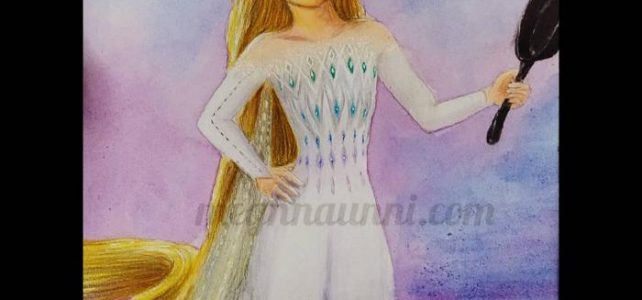 Rapunzelsa | Rapunzel in Elsa’s Show Yourself Dress! Pencil / Watercolour Painting