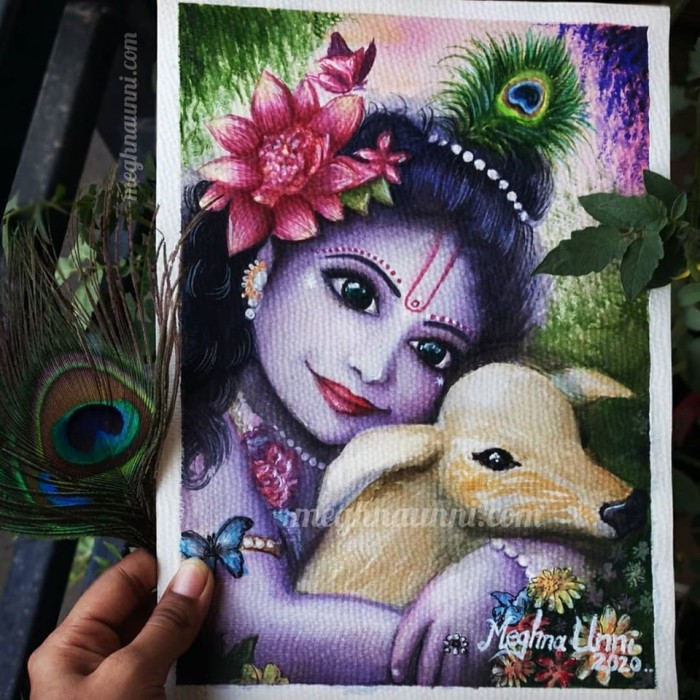 Drawing Sheet Lord Krishna Sketch, Size: A4