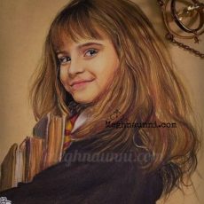 Hermione Granger Pencil Colour Painting on Toned Paper