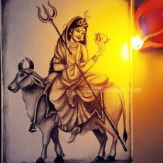 Navaratri Day 1 | Maa Shailaputri Devi Painting Navaratri Day 1 | Maa Shailaputri Devi Painting