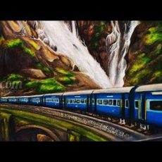 Art by Meghna | Dūdh Sāgar Waterfalls Painting Video Story| Indian Railways Art