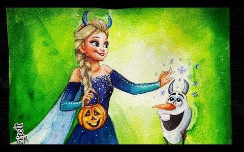 Halloween Elsa and Olaf Painting Video | Art by Meghna