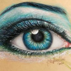 Realistic Human Eye Painting in Colour Pencils Close-up Video