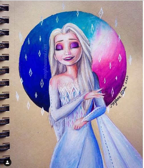 Drawing Frozen 2 - Elsa | drawholic - YouTube | Color pencil drawing,  Disney princess colors, Disney princess drawings