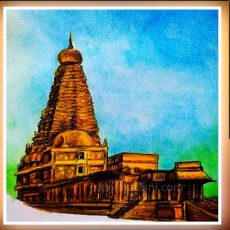 How to Draw & Colour Tanjore Big Temple in a Simple Way | Step-by-step Tutorial